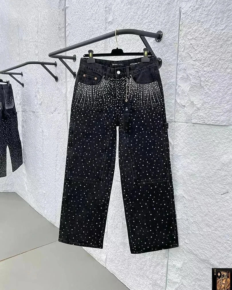 Y2K RHINESTONE BAGGY JEANS