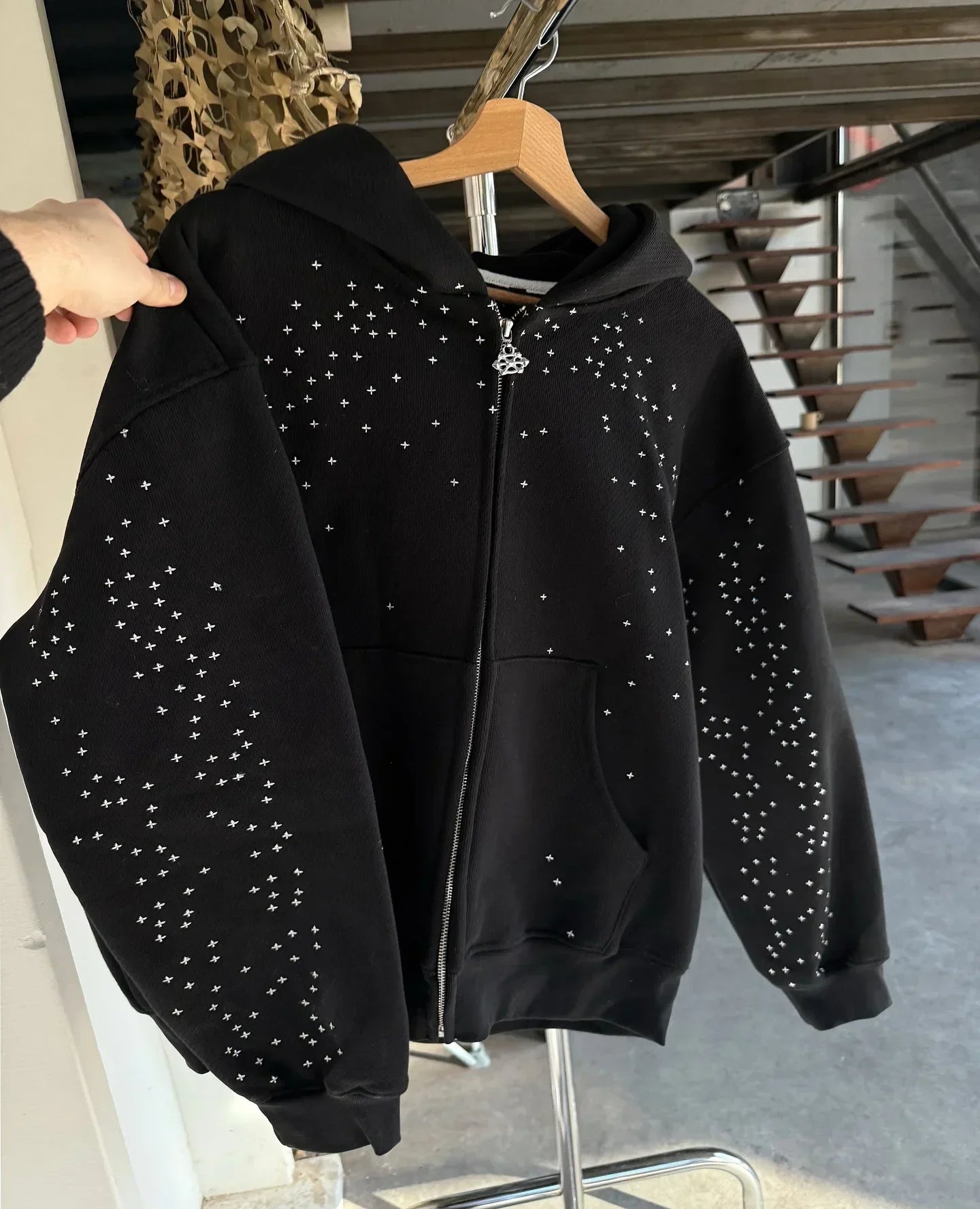 Y2K RHINESTONE HOODIE - GOTHIC STREETWEAR