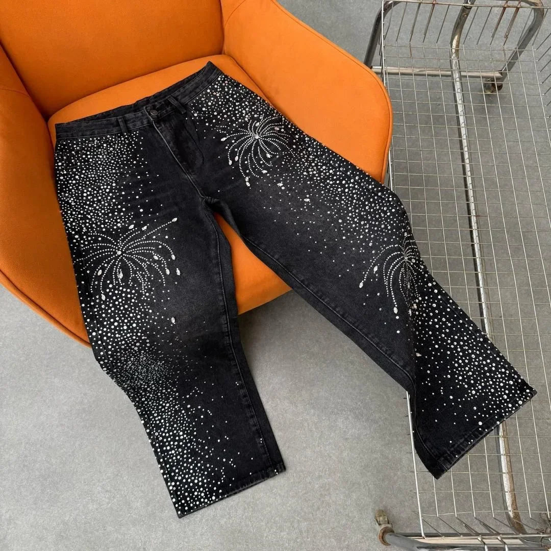 Y2K RHINESTONE BAGGY JEANS