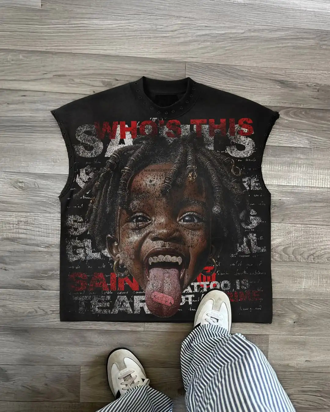 Y2K OVERSIZED PUNK PRINTED T-SHIRT