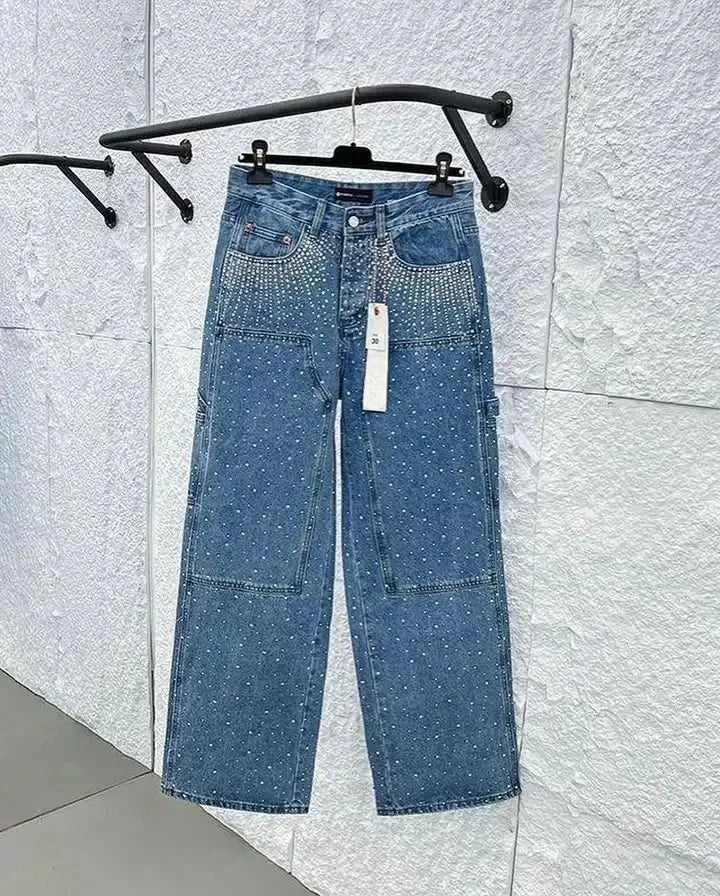 Y2K RHINESTONE BAGGY JEANS