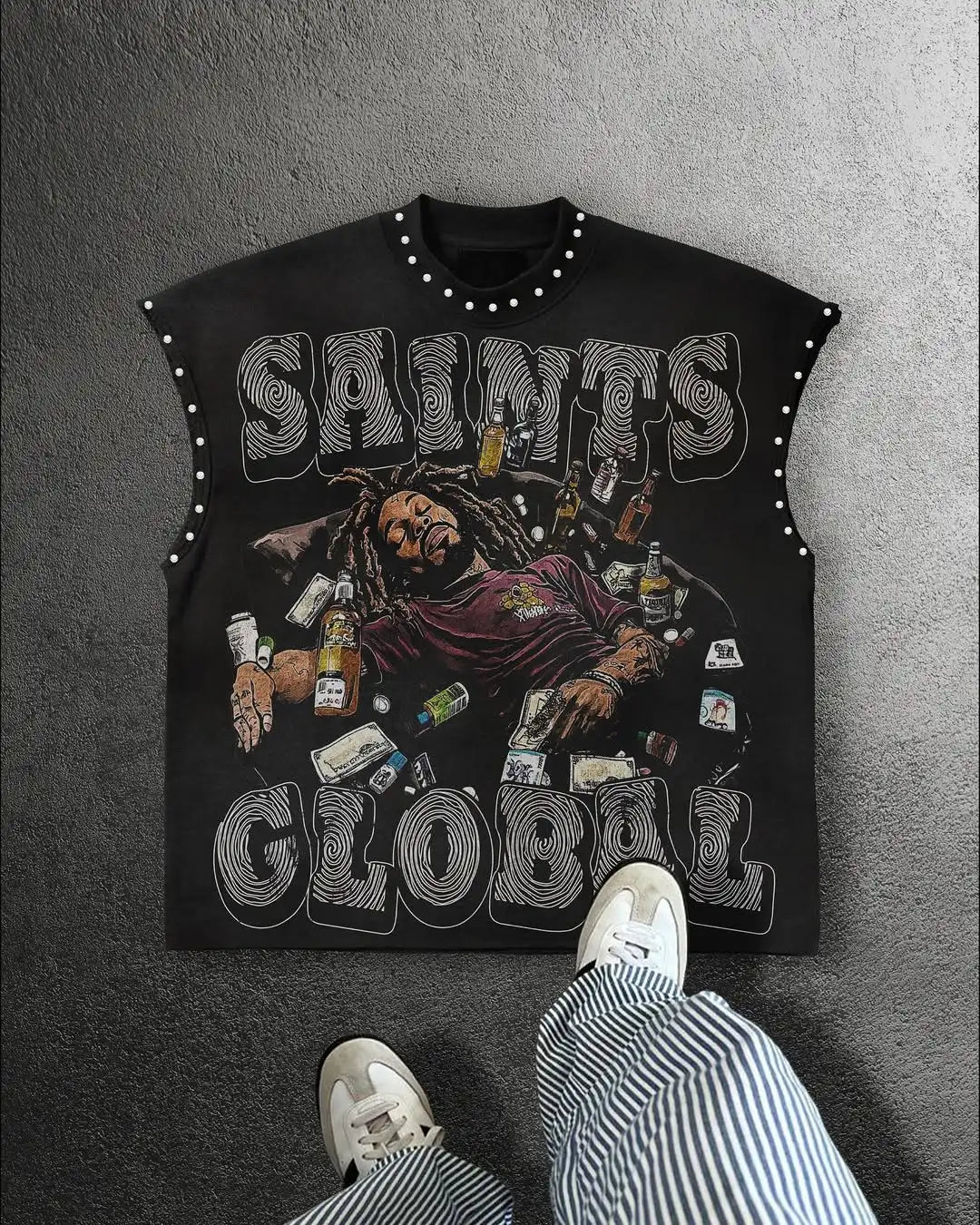 Y2K OVERSIZED PUNK PRINTED T-SHIRT
