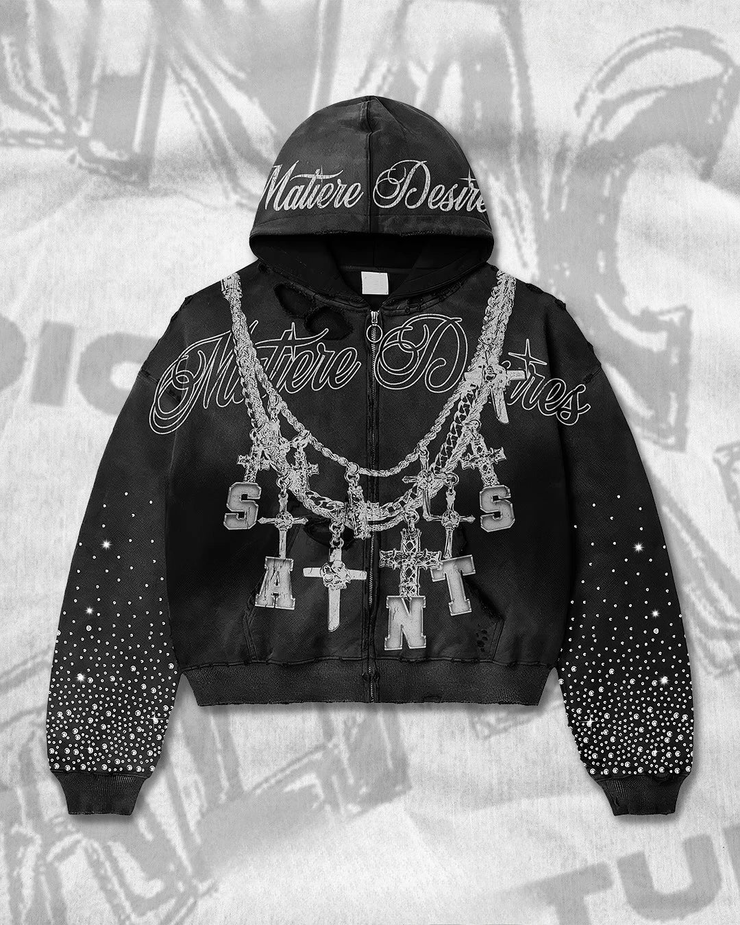 OVERSIZED RHINESTONE HOODIE - Y2K STREET STYLE